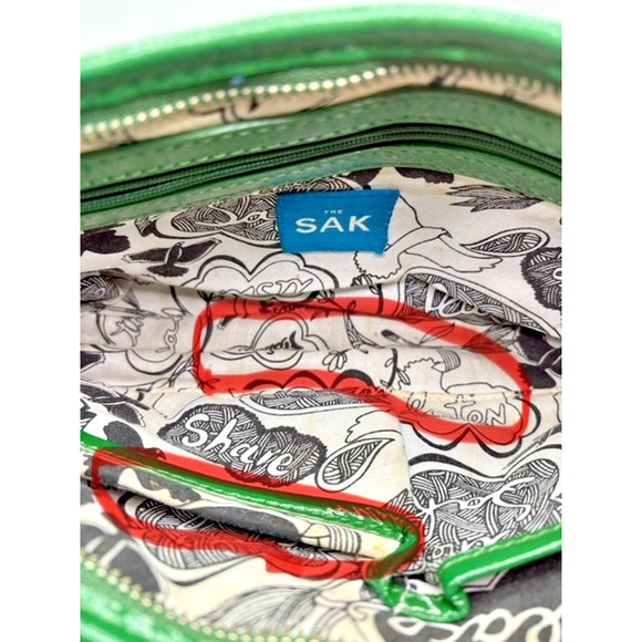 The Sak Green Leather Purse 11x6.5 Shoulder Strap - Picture 7 of 8